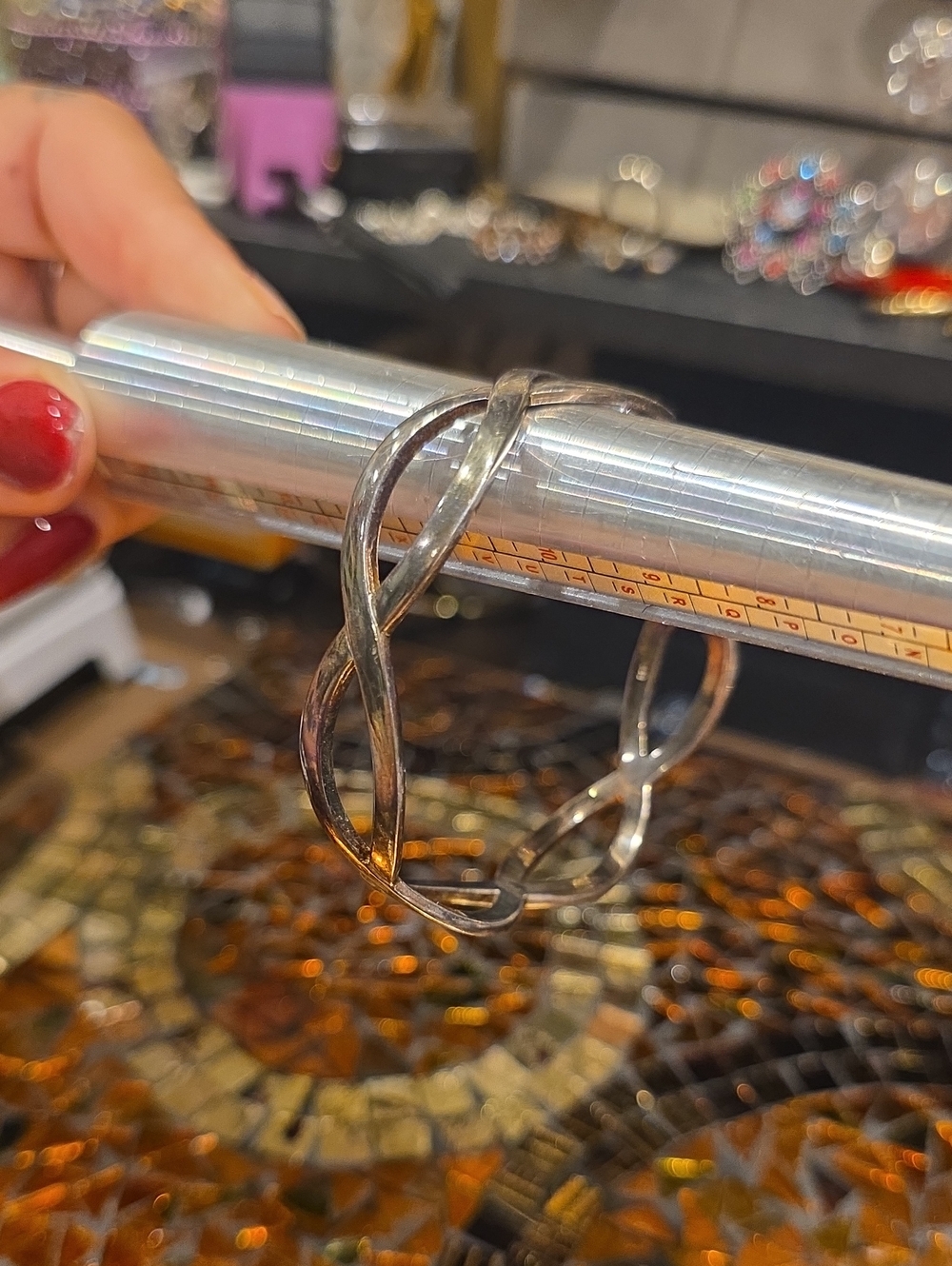 Interlaced Twisted Bangle Bracelet - Silver